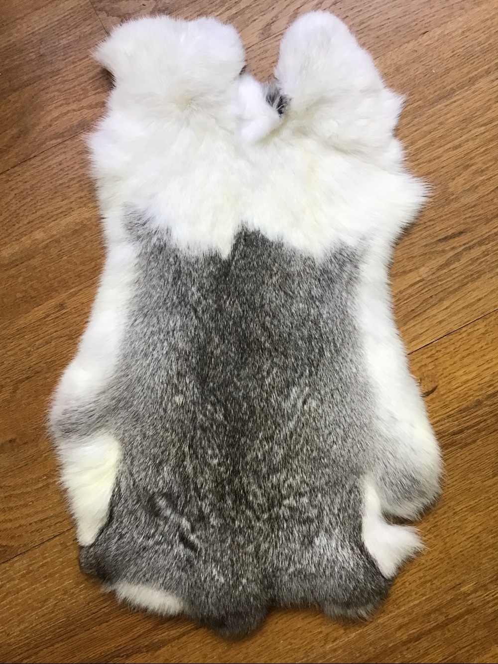 B0023 White Gray Tanned Rabbit Fur Pelt Craft Supply